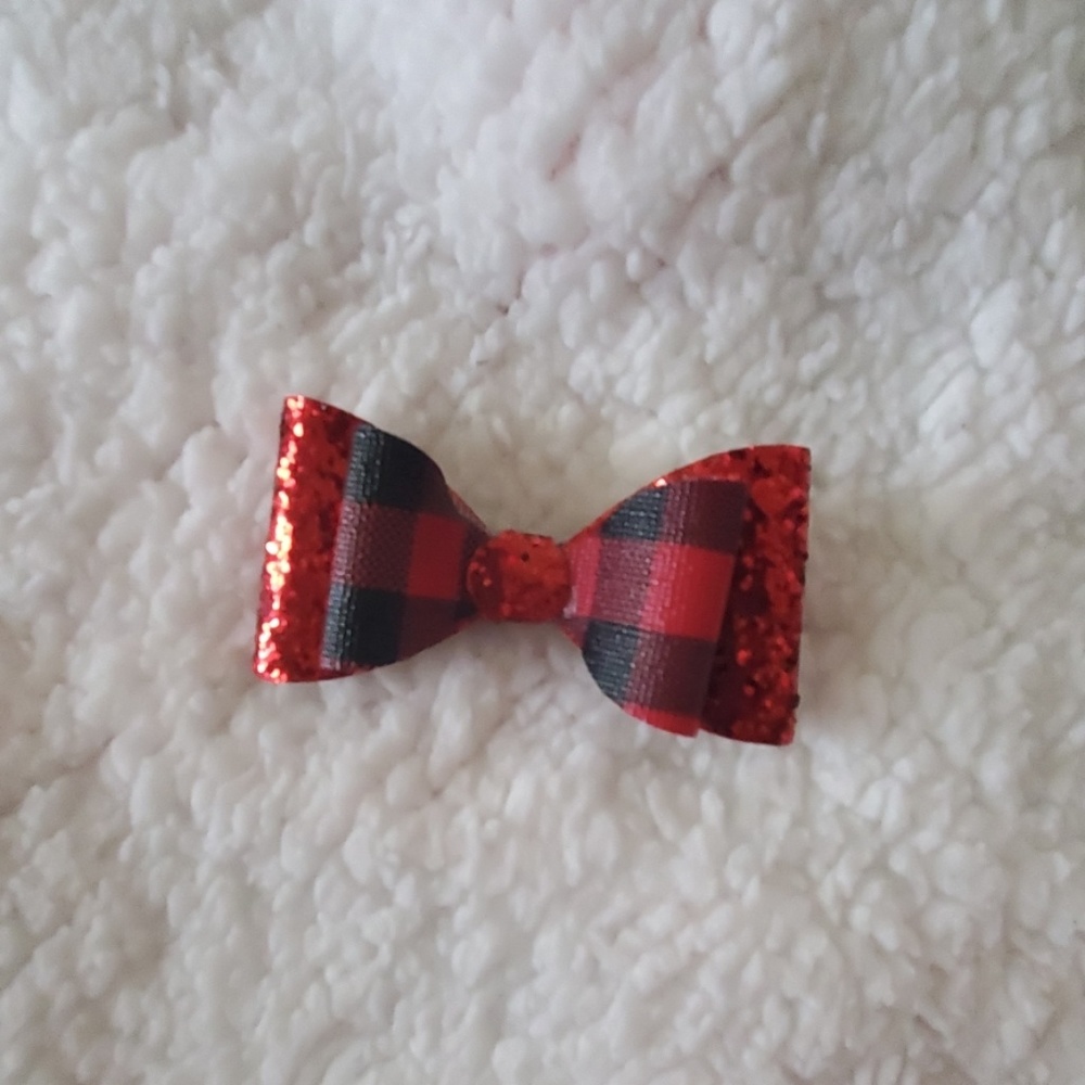 Red Buffalo plaid hair bow